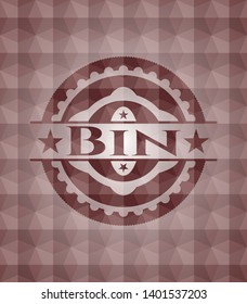 Bin red emblem or badge with geometric pattern background. Seamless.