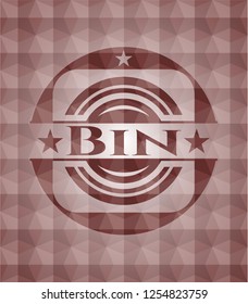 Bin red seamless emblem with geometric pattern.