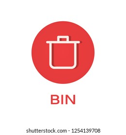 Bin round flat icon, remove and trash symbol