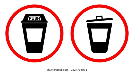 Bin signs, warning, keep clean, icon, red circle