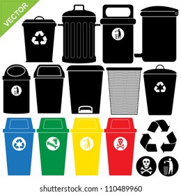 Bin silhouettes vector