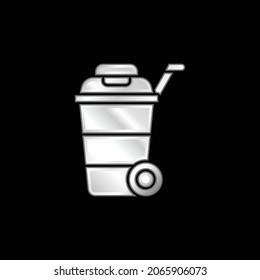 Bin silver plated metallic icon
