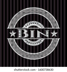 Bin silvery badge or emblem. Vector Illustration. Mosaic.