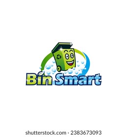 bin smart logo designs, modern trash can logo. vector illustration