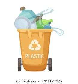 Bin for sorting garbage vector illustration. Containers or trash bin for plastic sorting waste isolated on white background. Recycling concept