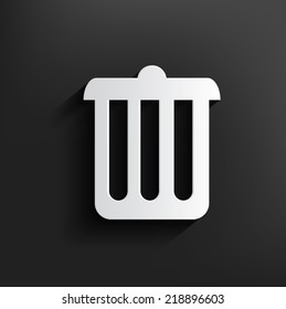Bin symbol on black background,clean vector