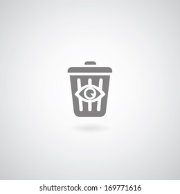 bin symbol on gray background 