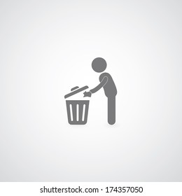 bin symbol on gray background 