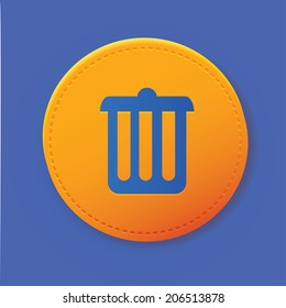 Bin symbol on yellow button,vector