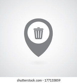 bin symbol pointer on gray background 