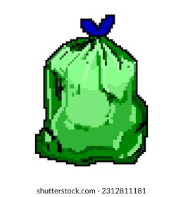 vectores retro de arte de píxel de la bolsa de basura bin. bolsa de basura de la papelera de bits. ilustración vintage antigua