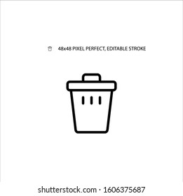 Bin, trash can line icon vector illustration.Editable stroke.Pixel perfect.