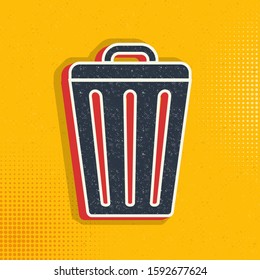 bin, trash, can pop art, retro icon. Vector illustration of pop art