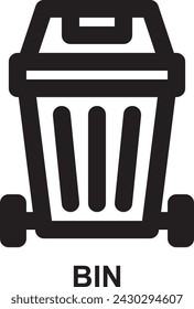 bin, trash can, waste, trash, garbage, disposal outline icon for web mobile app presentation printing