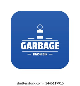Bin trash garbage icon blue vector isolated on white background