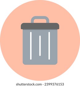 Bin Vector Icon Flat Circle Style