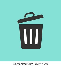 Bin    vector icon. Illustration isolated on green  background for graphic and web design.