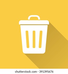 Bin   vector icon with long shadow.  Illustration  for graphic and web design.