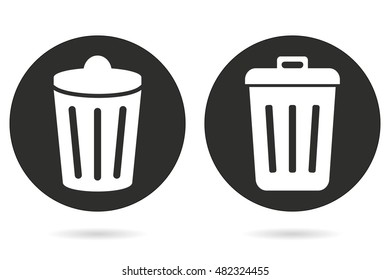 Bin vector icon. White illustration isolated on black background for graphic and web design.