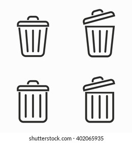 Bin    vector icons set. Black  illustration isolated on white  background for graphic and web design.