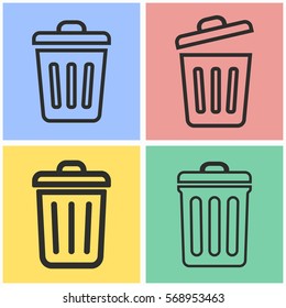 Bin vector icons set. Illustration isolated for graphic and web design.