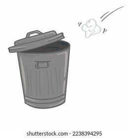 Bin. Ilustración aislada del vector. La basura de vector colorido puede firmar el elemento