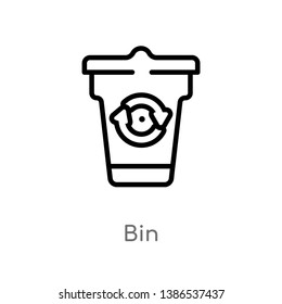 bin vector line icon. Simple element illustration. bin outline icon from industry concept. Can be used for web and mobile