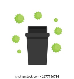 Bin Vektor. Bin und Virus auf weißem Hintergrund.