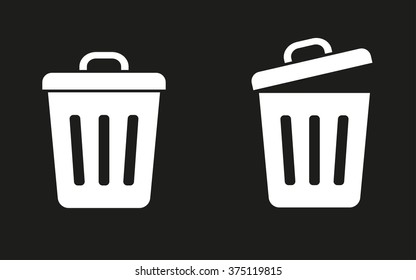 Bin  - white icon on a black background. Vector illustration.