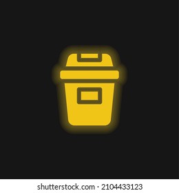 Bin yellow glowing neon icon