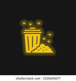 Bin yellow glowing neon icon