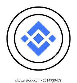 Binance blue geometric diamond shapes arranged symmetrically within two concentric black circles. Ideal for logo design, branding, blockchain technology, digital currency, fintech, and modern design.