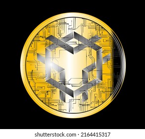 Binance (BNB) (BUSD) gold crypto coin on black background