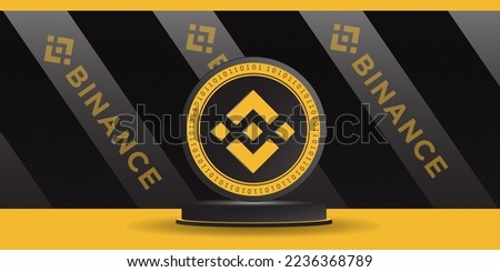 Binance BNB crypto coin token banner and background 3D display vector illustration