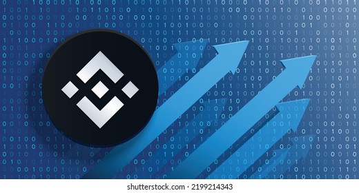 Binance (BNB) crypto currency logo coin on futuristic financial technology background and banner vector illustration. Can be used as cover, header, backdrop, poster, wallpaper and print design