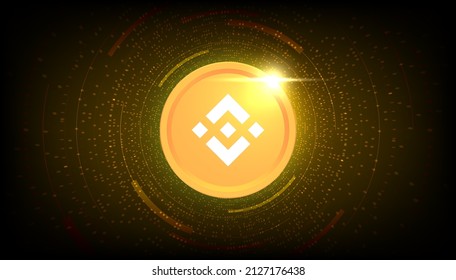 Binance (BNB) crypto currency themed banner. Binance coin or BNB icon on modern black color background.
