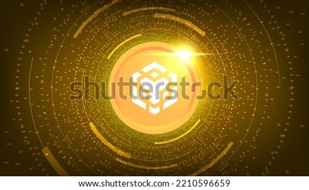 Binance (BNB) crypto currency themed banner. Binance coin or BNB icon on modern black color background.