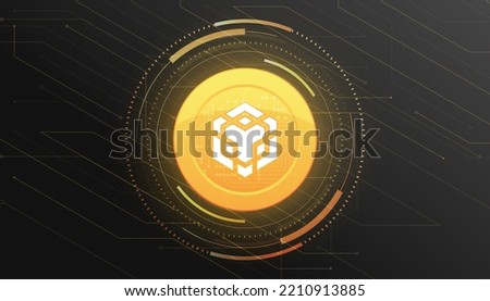 Binance (BNB) crypto currency themed banner. Binance coin or BNB icon on modern black color background.