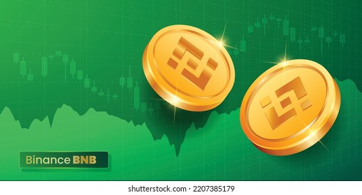 Binance BNB cryptocurrency coins on financial chart background vector illustration. 