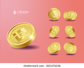 Binance BNB Cryptocurrency Coins. Perspective Illustration about Crypto Coins.