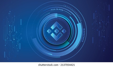 Binance Coin BNB block chain crypto currency digital encryption, virtual money exchange, Technology global network vector illustration background and banner design template. Futuristic web and trading