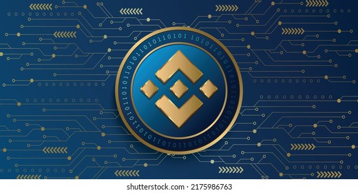 Binance Coin (BNB) crypto currency metallic coin vector illustration. Blockchain based virtual money concept futuristic banner, background and wallpaper design.