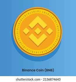 Logo criptográfico de Binance Coin (BNB) en moneda de oro. Moneda de criptografía basada en tecnología de cadena de bloques. Ilustración vectorial del concepto de financiación descentralizada futurista.