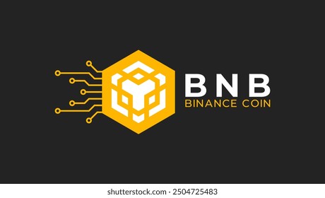 Binance Coin (BNB) Anuncio de blockchain de criptomonedas y Ilustración vectorial de fondo.