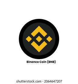 Binance Coin (BNB) digital cryptocurrency logo. Binance (BNB) icon. Vector illustration on white background with icon area black.