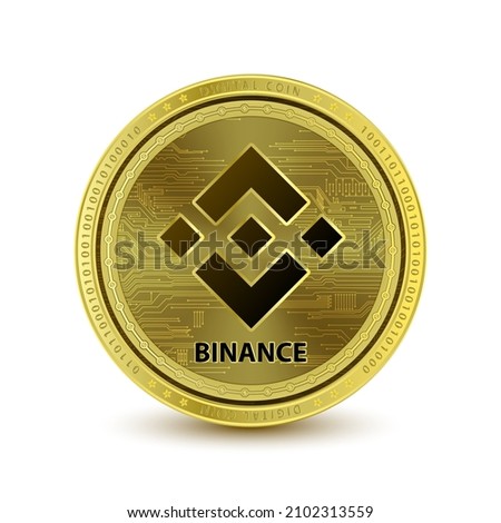 BINANCE Coin (BNB) token on white background. Cryptocurrency blockchain (crypto currency) digital currency, alternative currency. 3D Vector illustration. Symbol of modern digital gold and money.