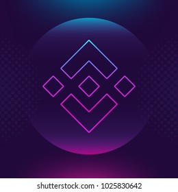 Binance coin BNB vector outline icon. Cryptocurrency payment crypto currency, blockchain button. Trendy Bright lighting logo adaptation design web site mobile app EPS. Ultra violet color