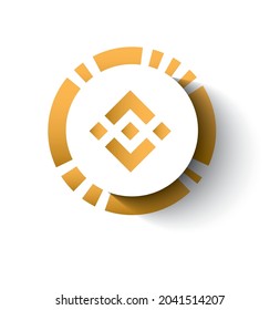 binance crypto coin icon in a circle with shadow on the background eps10