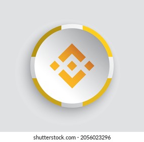binance crypto currency icon on round button with shadow eps10