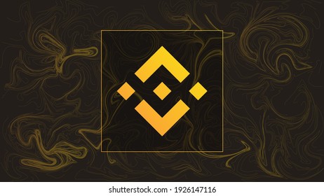 Binance Cryptocurrency Colorful Gradient Logo On Liquid Texture Background.